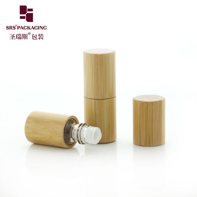 comprare BG-2ML Bamboo naturale reale a rotolo su bottiglia bottiglia interna in vetro per olio profumato applicatore di palla a rulli di vetro fabbricazione online