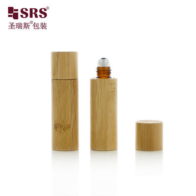 comprare Flacone interno in vetro ambrato vuoto da 5 ml con sfera a rullo e rivestimento esterno in bambù per oli profumati e per cuticole fabbricazione online