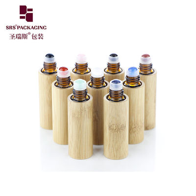 comprare BG-5ML Massaggio Bamboo Glass Gemstone Roller Bottle Per olio di aromaterapia fabbricazione online