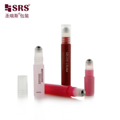 comprare RPPH-8ML Contenitore in plastica PP rosso lucido a iniezione di design personalizzato con tappo a sfera in acciaio inossidabile Roll On per siero cosmetico fabbricazione online