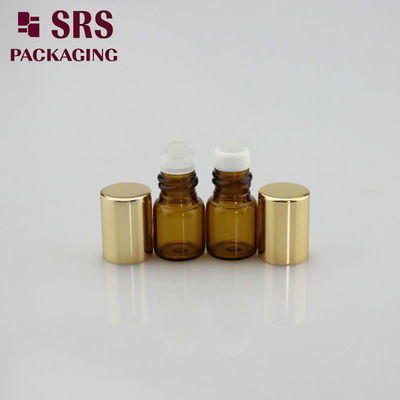 comprare SRS vuoto mini rotolo di campione in vetro ambrato da 1 ml su flacone con tappo in alluminio dorato fabbricazione online