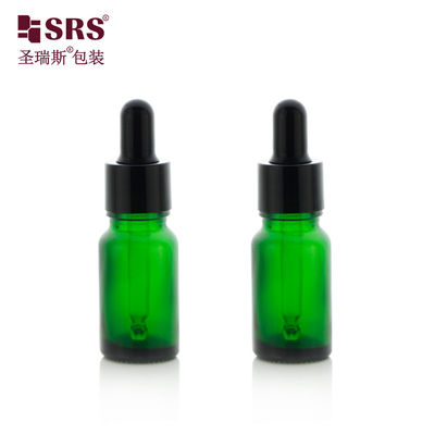 comprare D001-Flacone di vetro verde vuoto da 20 ml con contagocce in plastica nera e pipetta di vetro per olio per capelli e olio essenziale fabbricazione online