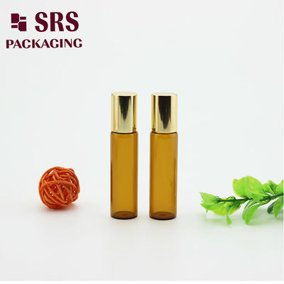 comprare Flacone roll-on di profumo in vetro color ambra SRS da 5 ml con tappo in alluminio fabbricazione online