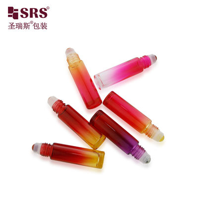 comprare BLPM-10ml Viola di vetro magenta a sfumatura rosso caldo in rotolio sul contenitore con tappo metallico sfera in acciaio per olio essenziale fabbricazione online