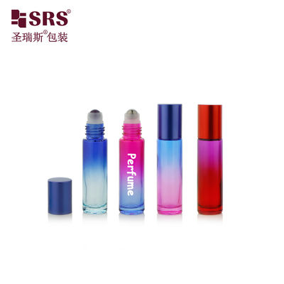 comprare BLPM-10ml Flacone rotondo cilindrico vuoto sfumato colorato in acciaio inossidabile con sfera a rullo per profumo da 10 ml Roll On per l'applicazione di oli cosmetici fabbricazione online