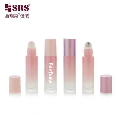 comprare BLPM-10ml Vial a sfera di rulli rosa vuoto Contenitore a forma cilindrica rotonda per olio profumato Bottiglia cosmetica con sfera di rulli di quarzo rosa fabbricazione online