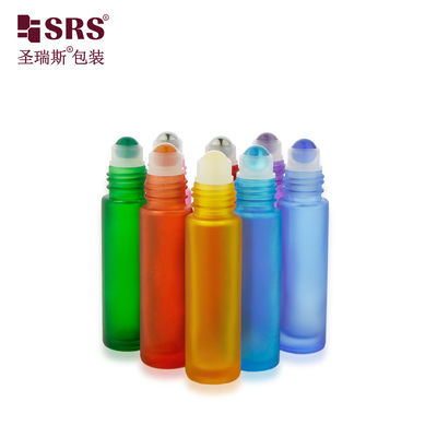 comprare BLPM-10ml Personalizzabile colori multipli Parete spessa Stampo frullato verde Viola di vetro Bottiglia a rulli Per applicazioni di olio cosmetico e profumato con palla di gemma fabbricazione online