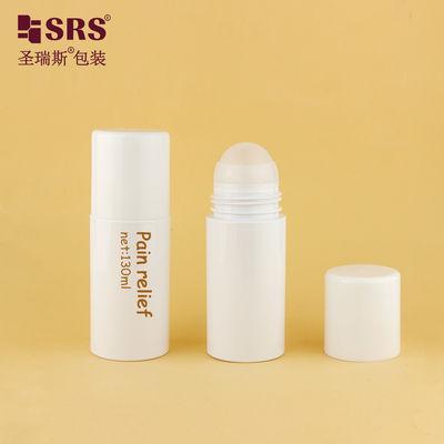 comprare PET43-130ML Bottiglia di plastica PET bianca e rotonda eco-compatibile vuota con palla a rulli grande per il massaggio fabbricazione online
