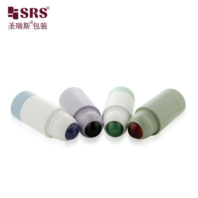 comprare Confezione di flacone roll-on primario ricaricabile con sfera di pietra naturale per contenere applicatore antitraspirante, capacità 50 ml fabbricazione online