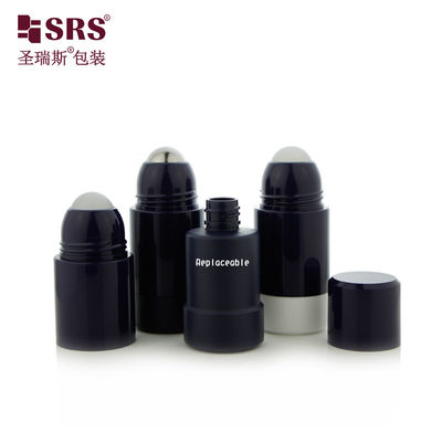 comprare Flacone roll-on ricaricabile anti-traspirante nero vuoto RPPE-50ml realizzato in materiale plastico PP PCR fabbricazione online