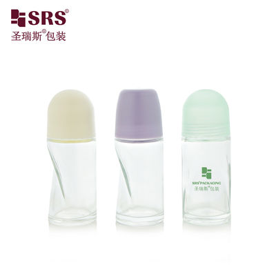 comprare BLPG-B-50ml Empty round Clear glass personal care roll bottle vial container with pP massage ball fabbricazione online