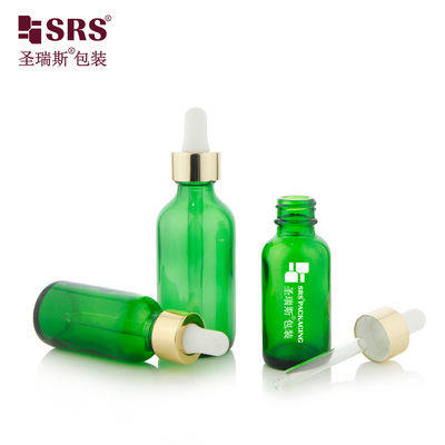 comprare Luxury Collar 1oz 2oz Green Glass Dropper Bottle for Essential Oil fabbricazione online