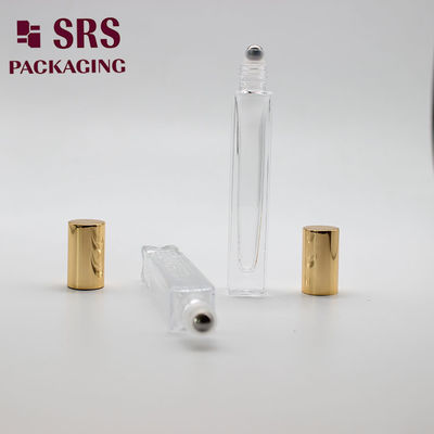 comprare Flacone cosmetico SRS a forma quadrata in vetro trasparente da 10 ml con sfera roller fabbricazione online