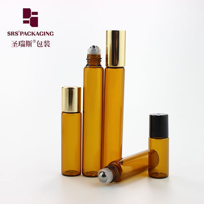 comprare Flacone roll-on in vetro ambrato vuoto per profumo 3ml 5ml 10ml con sfera a rullo in metallo fabbricazione online