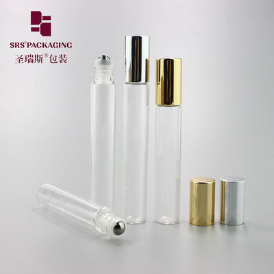 comprare Prodotti in stock trasparente rotolo di profumo in vetro vuoto da 8 ml 10 ml su flacone con tappo in alluminio dorato fabbricazione online