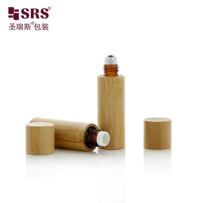 comprare Flacone roll-on in vetro cosmetico di bambù da 5 ml per oli essenziali e profumi fabbricazione online