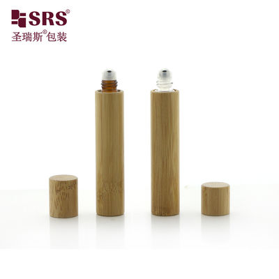 comprare Roll-on portatile da 10 ml vuoto in bambù con tappo in bambù, flacone ambrato e trasparente, design con finestra a lucernario, disponibile a magazzino fabbricazione online
