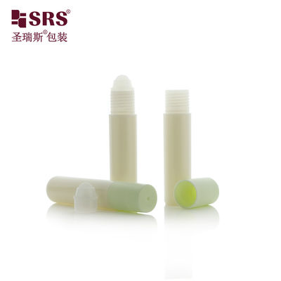 Flacone roller bianco con tappo verde da 10 ml per oli essenziali/profumi con finitura liscia