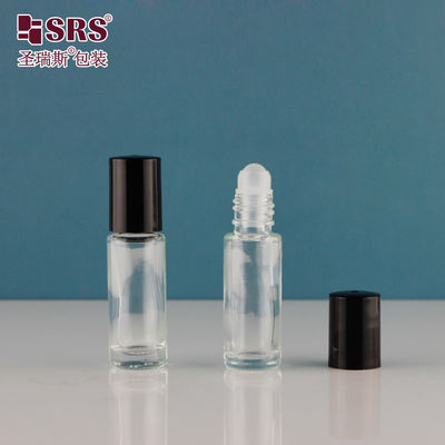 Flacone roll-on in vetro a parete con tappo a vite nero colorato da 4ml 5ml 8ml 10ml, sfera in PP per olio profumato