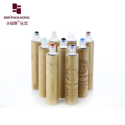 BG(GEM)-10ML Contenitore Vuoto in Bamboo Organico per Estratti Erboristici con Alloggiamento Inserto PE Bianco e Sfera di Pietra di Giada