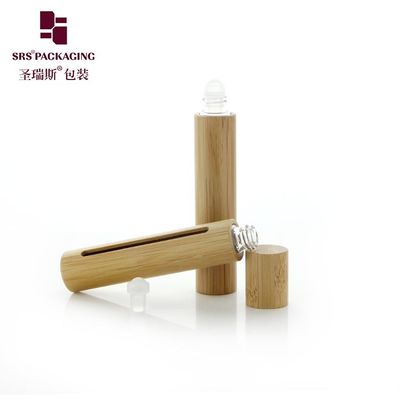 BG(G)-10ML Flacone Roller Vuoto in Bambù Materiale in Vero Legno di Bambù per Olio Essenziale con Sfera Applicatrice in Vetro con Finestra
