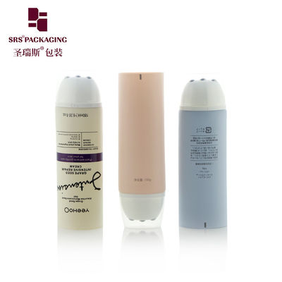 Tubo cosmetico morbido ovale piatto personalizzato blu fumo D50mm con applicatore a rullo