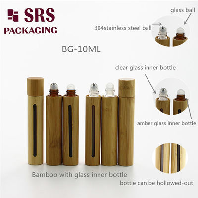 BBLP-10ml Customized Inner Glass Bamboo Roll On Bottle per confezioni di varie dimensioni