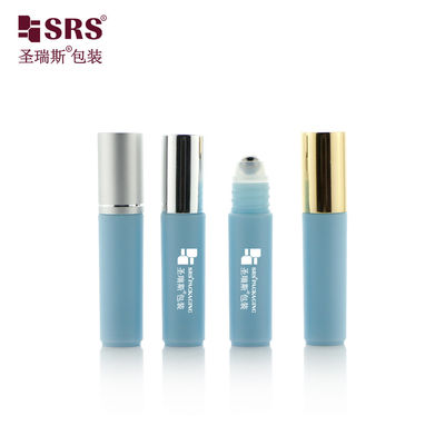 Flacone roller in plastica vuoto blu RPA-5ML con sfera roller in metallo argentata